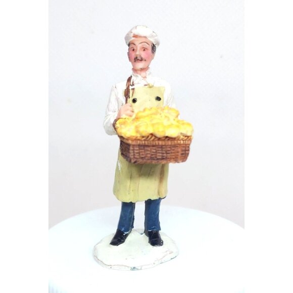 Vintage Rare  Lemax Baker With Basket Of Bread Figurine Home Décor Shelf Sitter - Picture 1 of 11